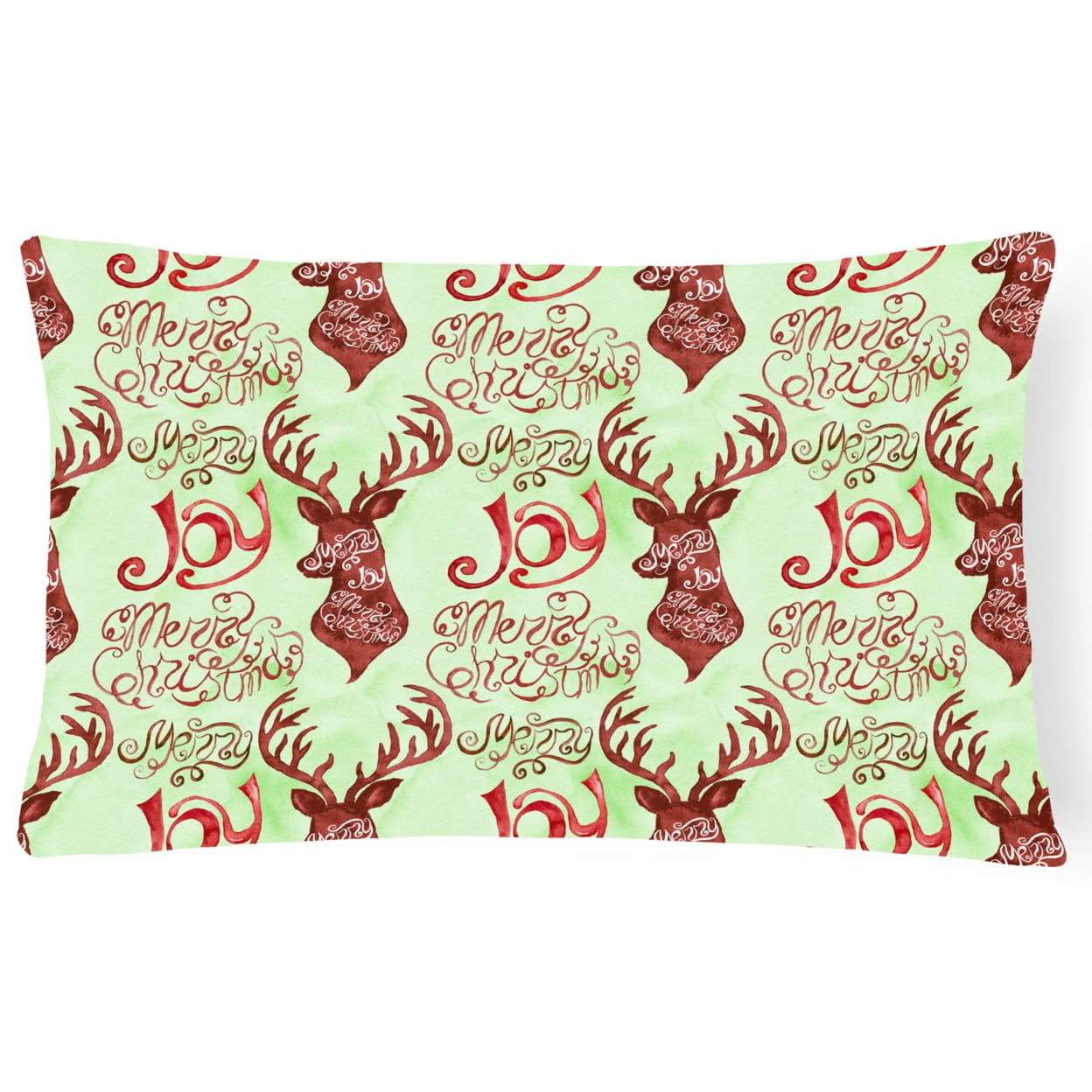 Merry Christmas Joy Reindeer Canvas Fabric Decorative Pillow - 12 x 16 in.