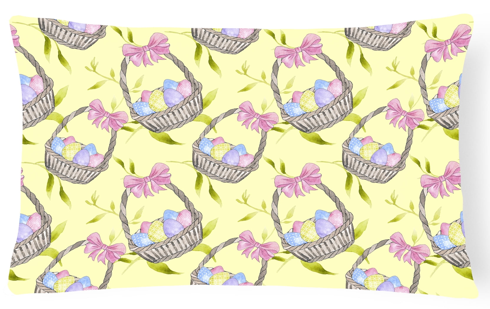 Easter Basket & Eggs Canvas Fabric Decorative Pillow - 12 x 16 in.