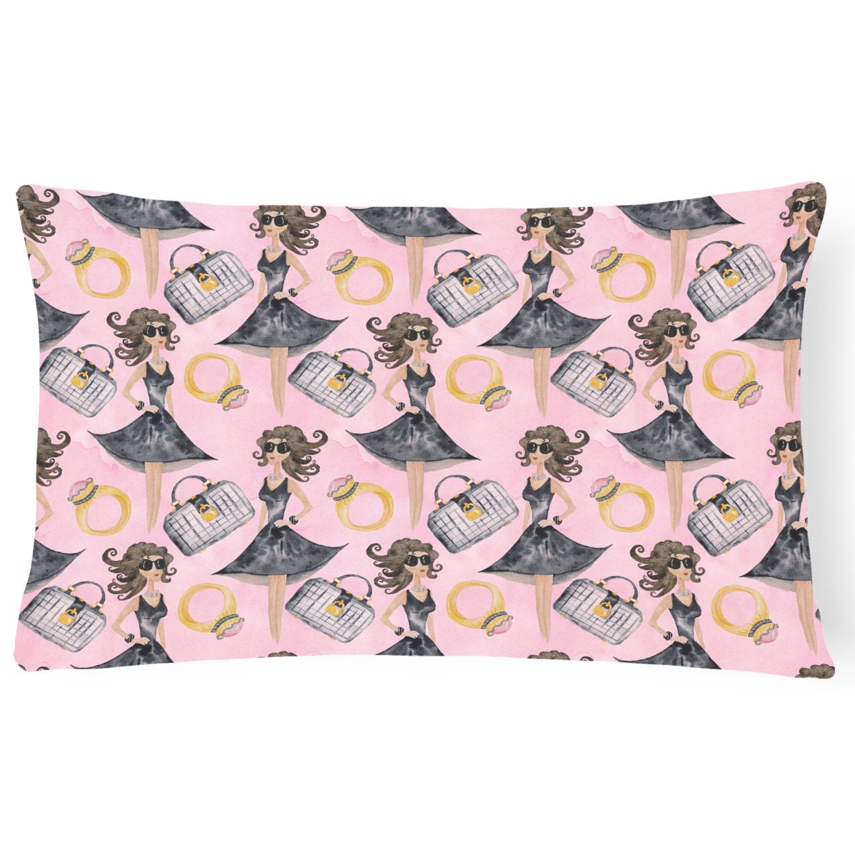 Picture of Carolines Treasures BB7500PW1216 Watercolor Fashion Diva on Pink Canvas Fabric Decorative Pillow, 12 x 16 in.