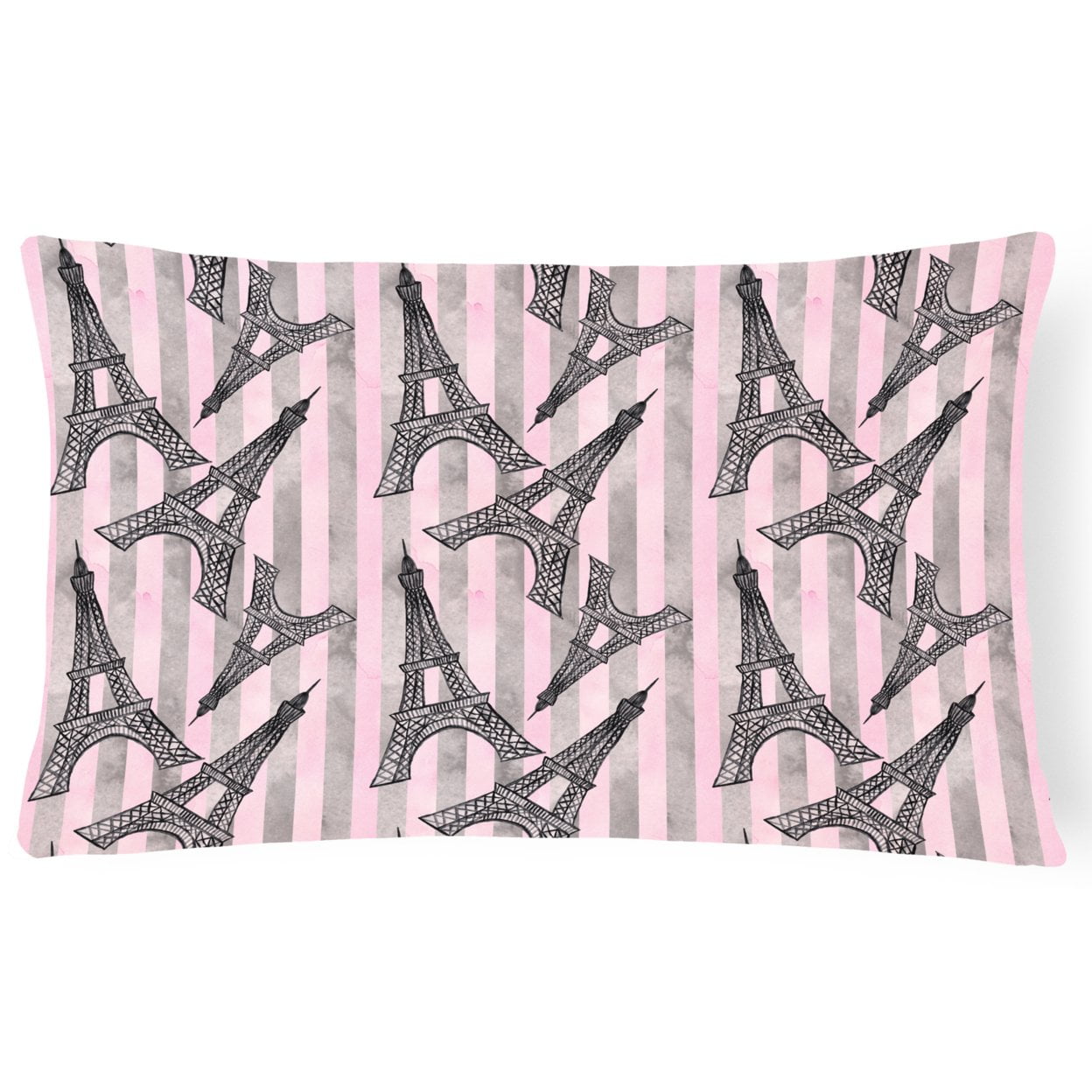 Watercolor Eiffel Tower & Stripes Canvas Fabric Decorative Pillow, 12 x 16 in.