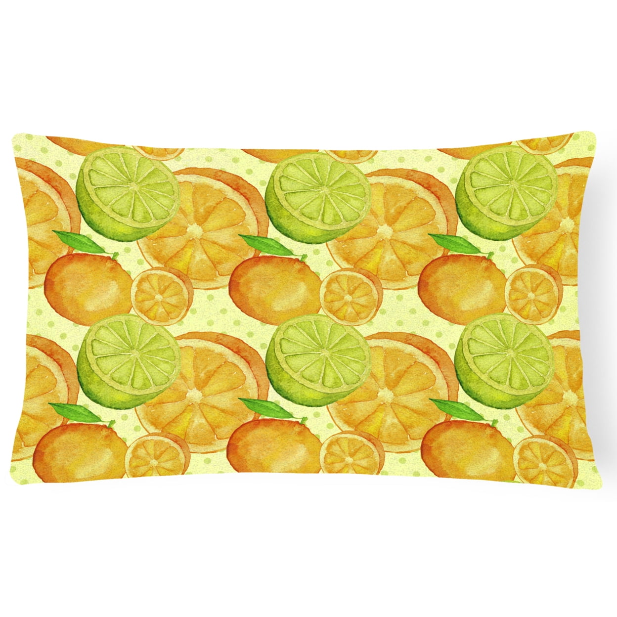 Watercolor Limes & Oranges Citrus Canvas Fabric Decorative Pillow 12 x 16 in.