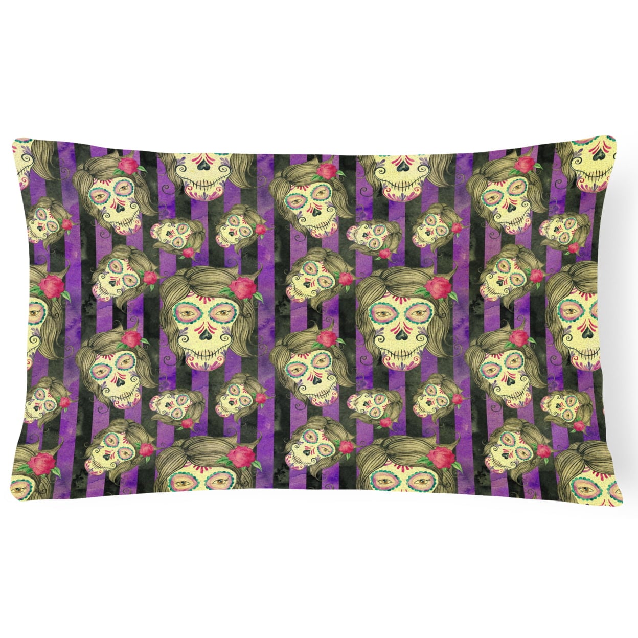 BB7519PW1216 Watecolor Day of the Dead Halloween Canvas Fabric Decorative Pillow, 12 x 16 in.