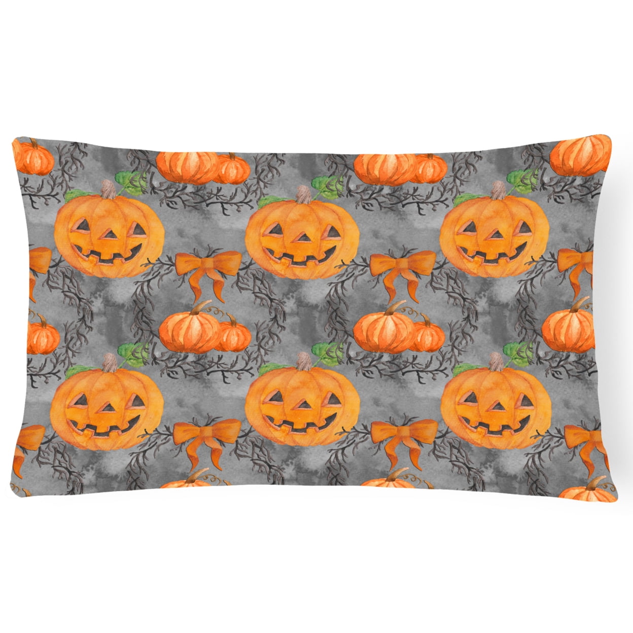 Watecolor Halloween Pumpkins Canvas Fabric Decorative Pillow, 12 x 16 in.