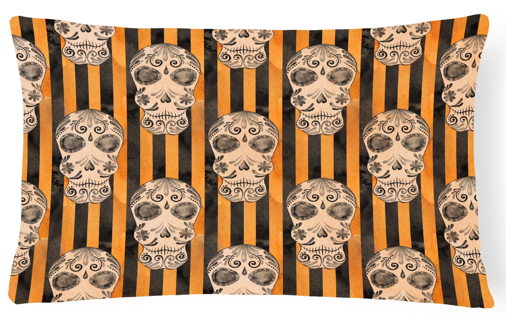 BB7527PW1216 Watecolor Halloween Day of the Dead Head Canvas Fabric Decorative Pillow, 12 x 16 in.