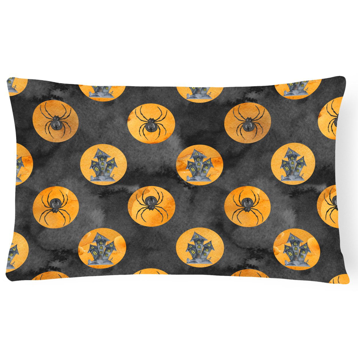 Watercolor Halloween Circles Canvas Fabric Decorative Pillow - 12 x 16 in.