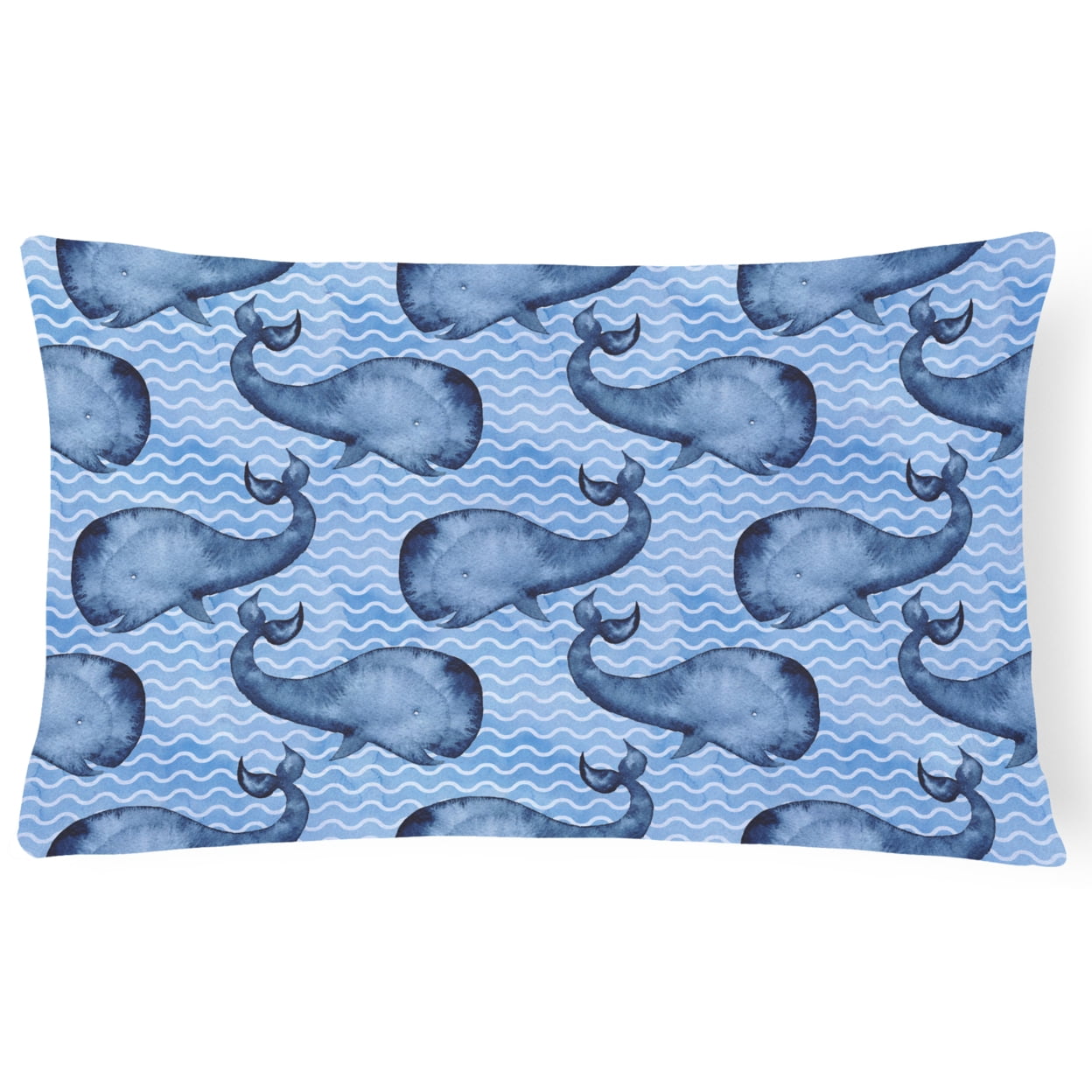 Beach Watercolor Whales Canvas Fabric Decorative Pillow