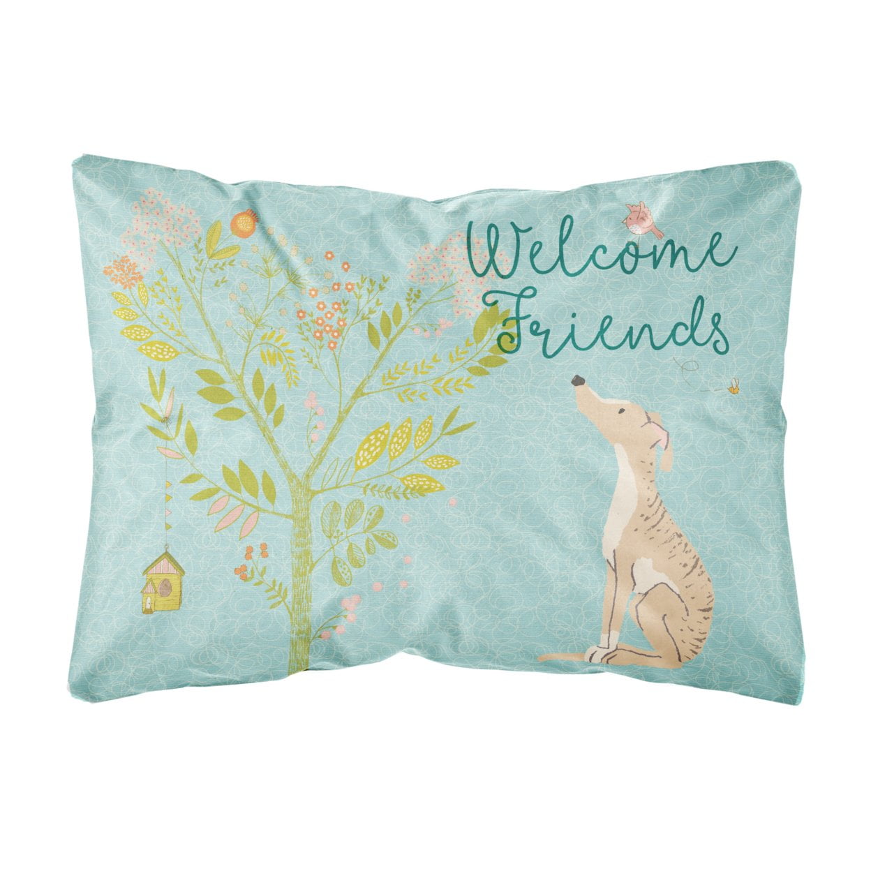 BB7591PW1216 Welcome Friends Brindle Greyhound Canvas Fabric Decorative Pillow, 12 x 16 in.