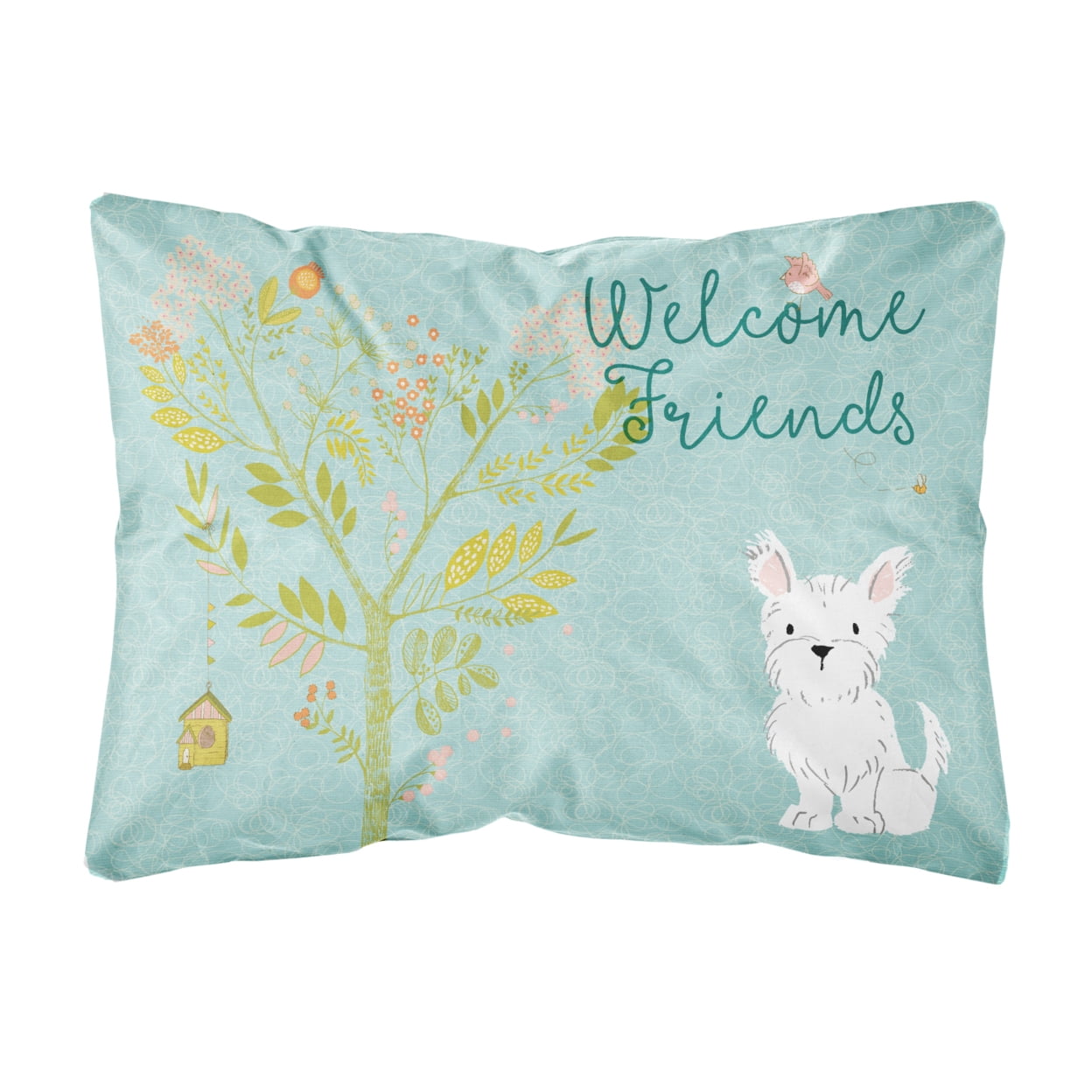 Picture of Carolines Treasures BB7640PW1216 Welcome Friends Westie Canvas Fabric Decorative Pillow, 12 x 16 in.