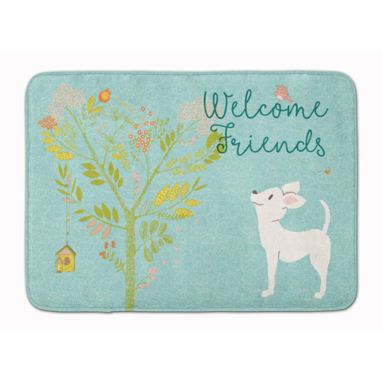 Picture of Carolines Treasures BB7629RUG Welcome Friends White Chihuahua Machine Washable Memory Foam Mat