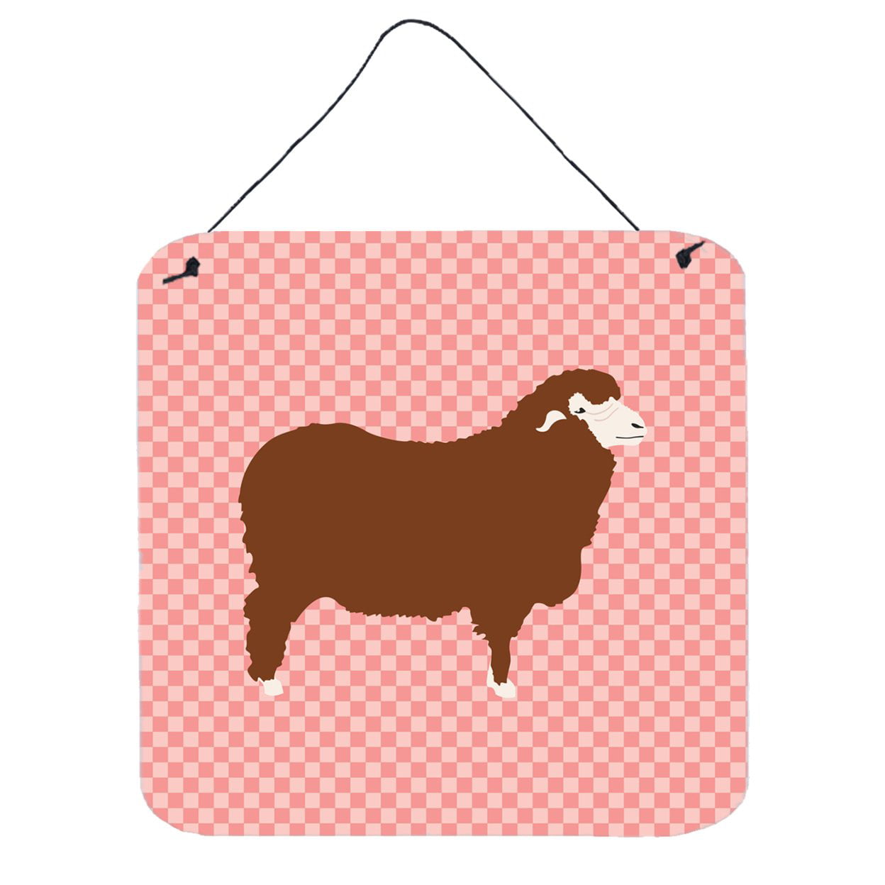 Picture of Carolines Treasures BB7981DS66 Merino Sheep Pink Check Wall or Door Hanging Prints, 6 x 6 in.