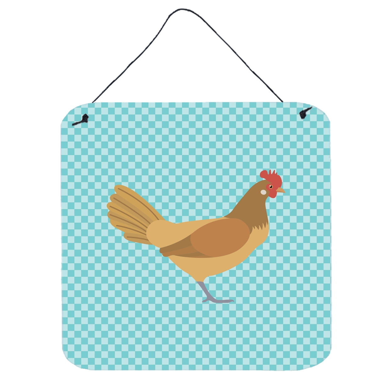 Picture of Carolines Treasures BB8006DS66 Frisian Friesian Chicken Blue Check Wall or Door Hanging Prints, 6 x 6 in.