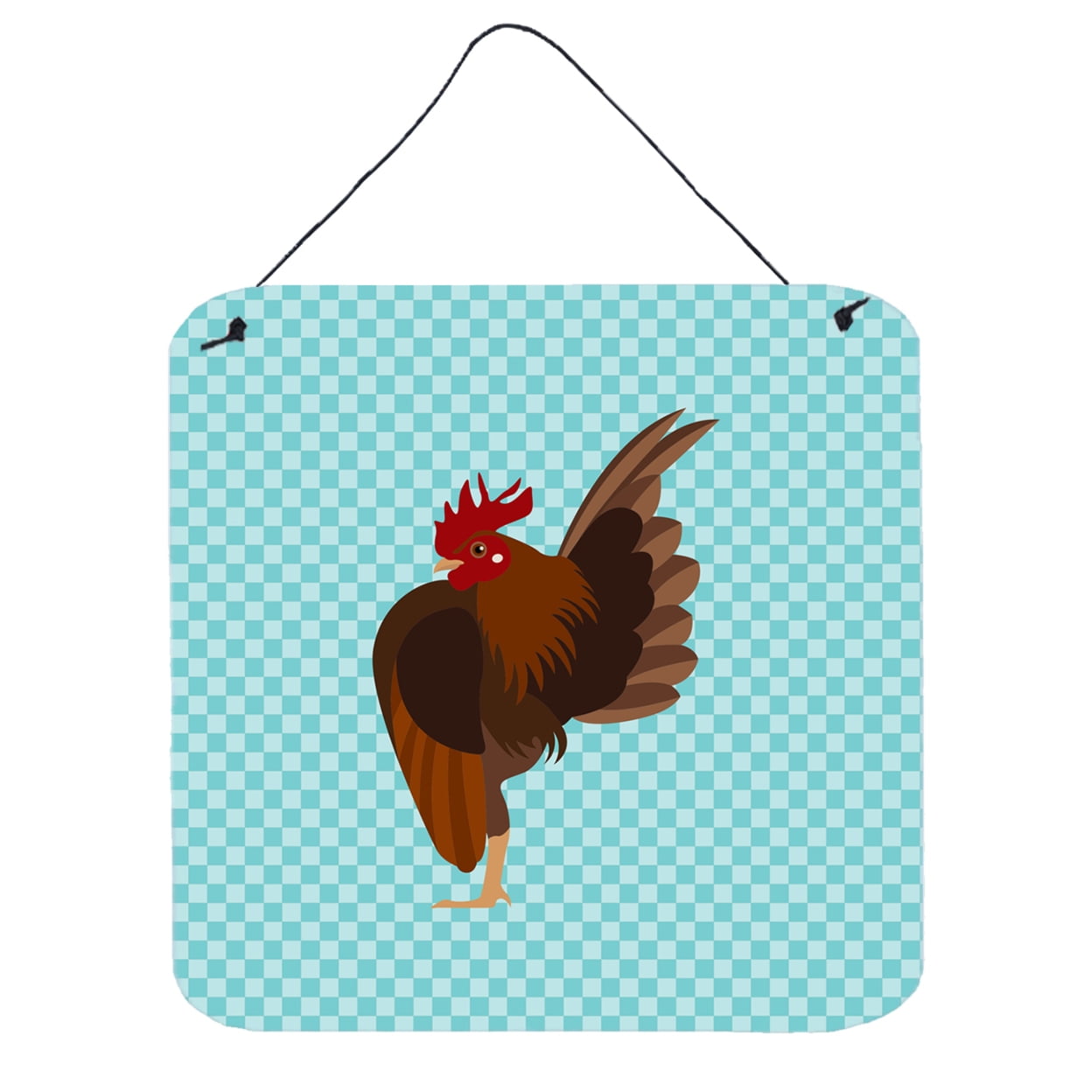 Picture of Carolines Treasures BB8016DS66 Malaysian Serama Chicken Blue Check Wall or Door Hanging Prints, 6 x 6 in.