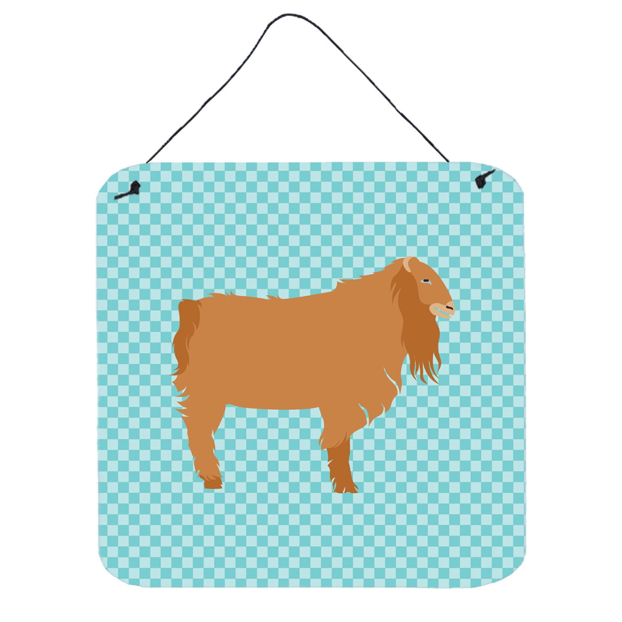 Picture of Carolines Treasures BB8059DS66 American Lamancha Goat Blue Check Wall or Door Hanging Prints, 6 x 6 in.
