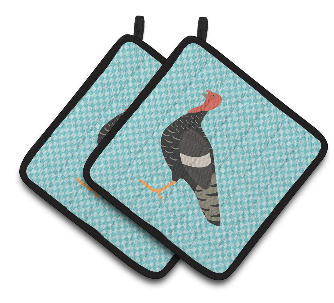 Marragansett Turkey Blue Check Pair of Pot Holders - Blue