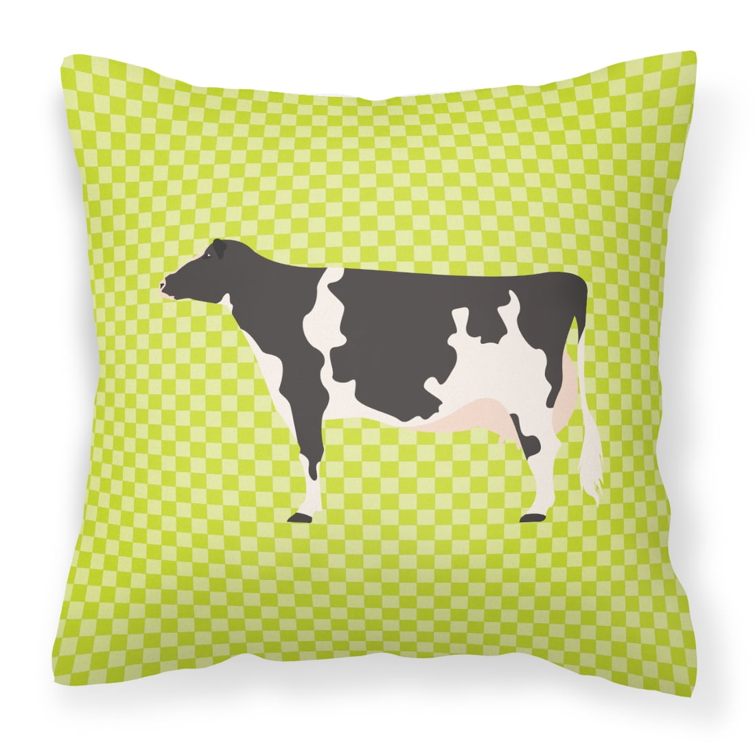 Holstein Cow Green Fabric Decorative Pillow - 14 x 14 in.
