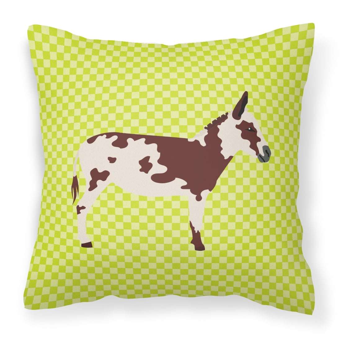 American Spotted Donkey Green Fabric Decorative Pillow - 14 x 14 in.