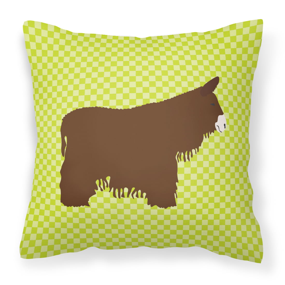 Poitou Poiteuin Donkey Green Fabric Decorative Pillow - 14 x 14 in.