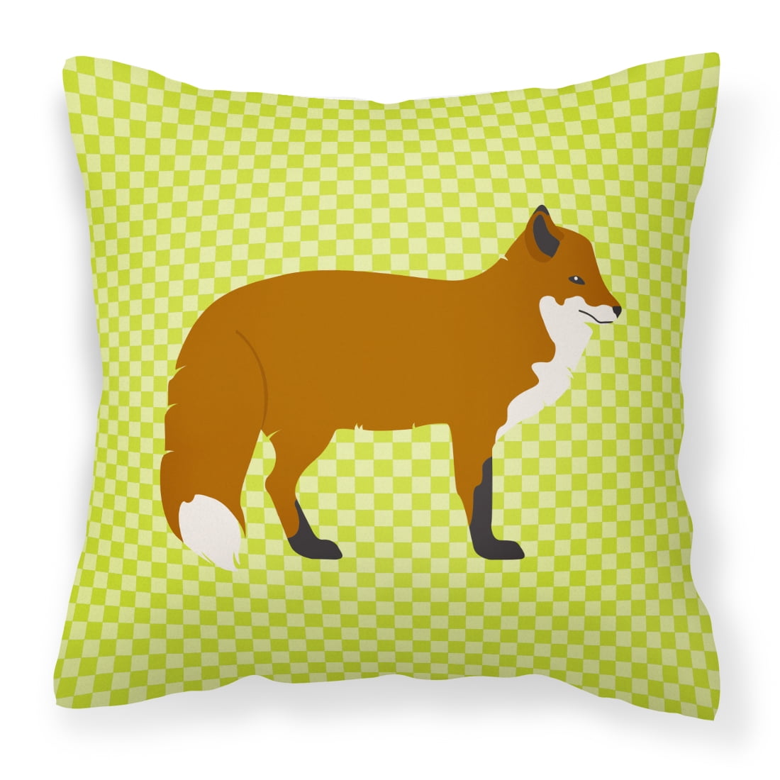 Red Fox Green Fabric Decorative Pillow - 14 x 14 in.