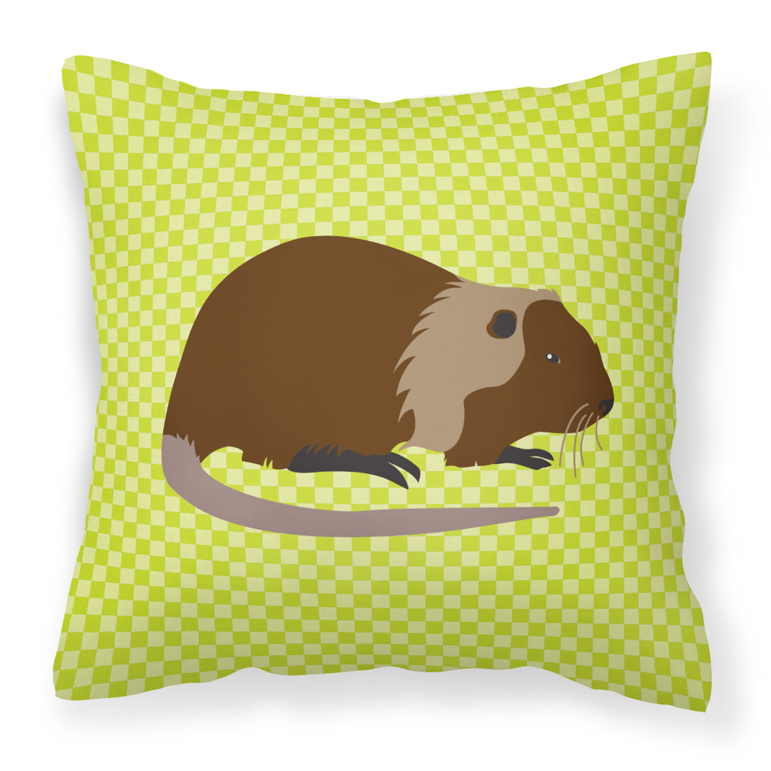 Coypu Nutria River Rat Green Fabric Decorative Pillow - 14 x 14 in.
