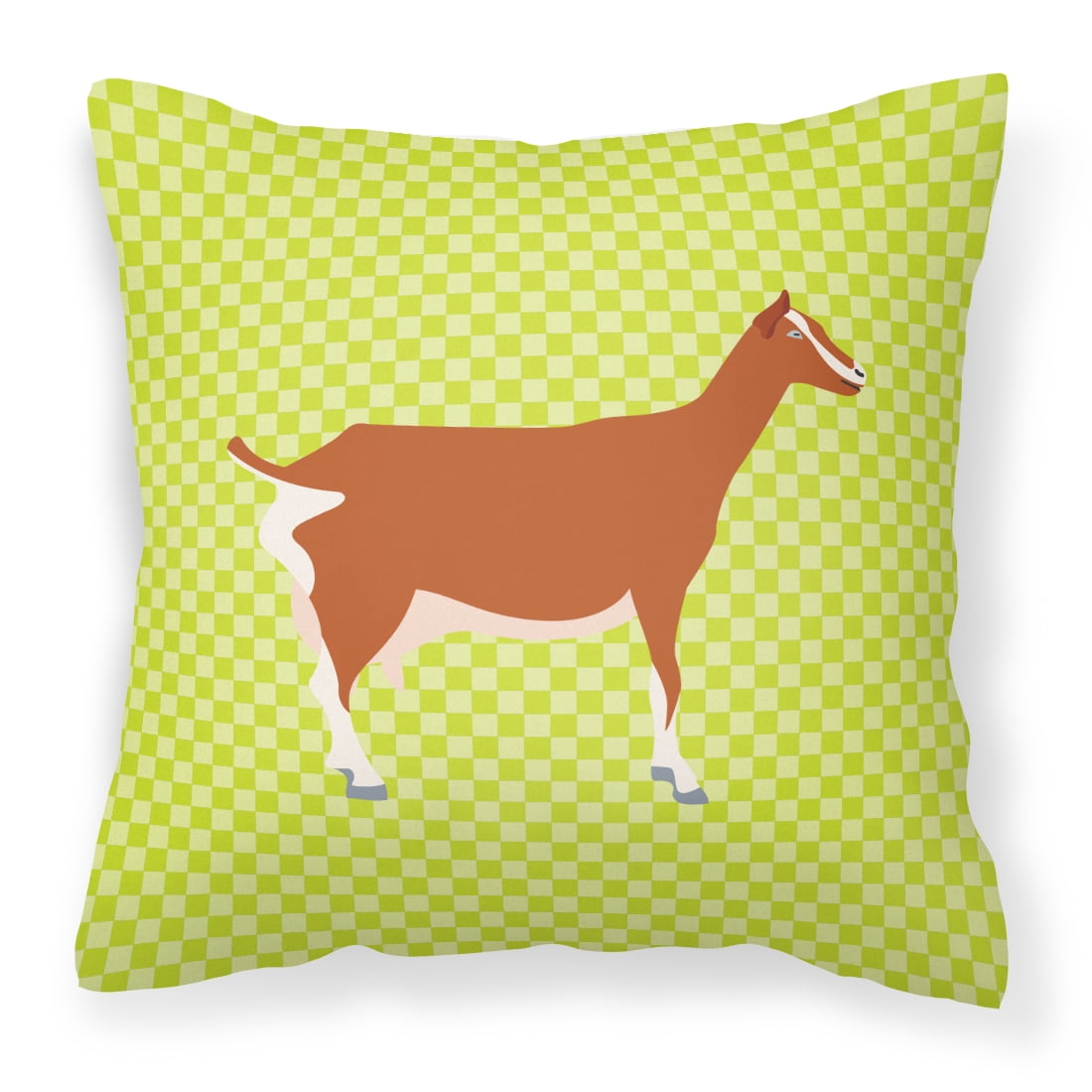 Toggenburger Goat Green Fabric Decorative Pillow - 14 x 14 in.