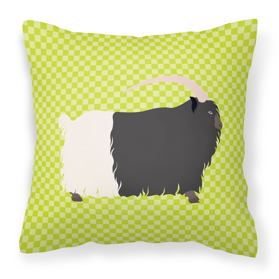 Welsh Black-Necked Goat Green Fabric Decorative Pillow - 14 x 14 in.