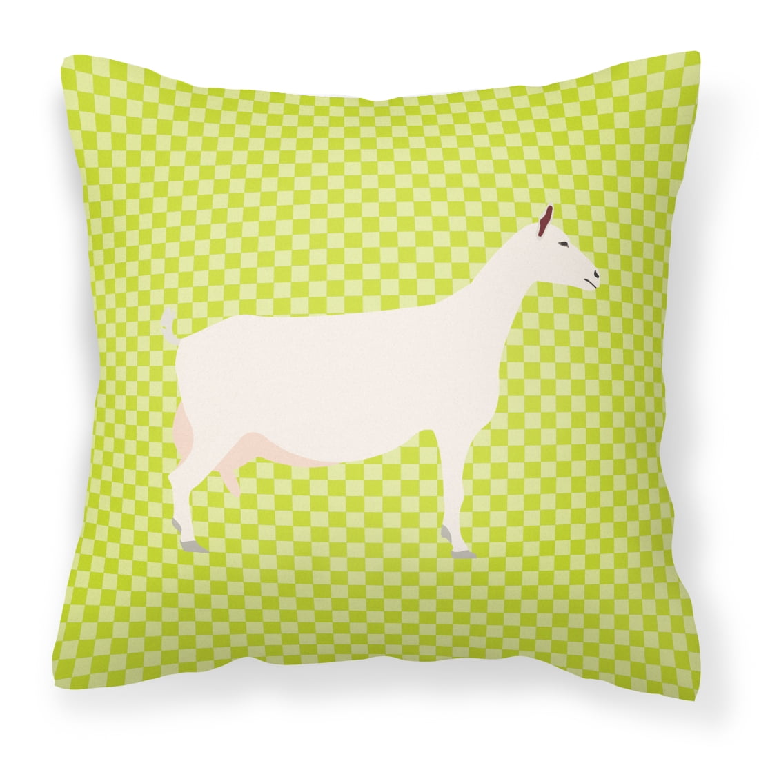 Saanen Goat Green Fabric Decorative Pillow - 14 x 14 in.