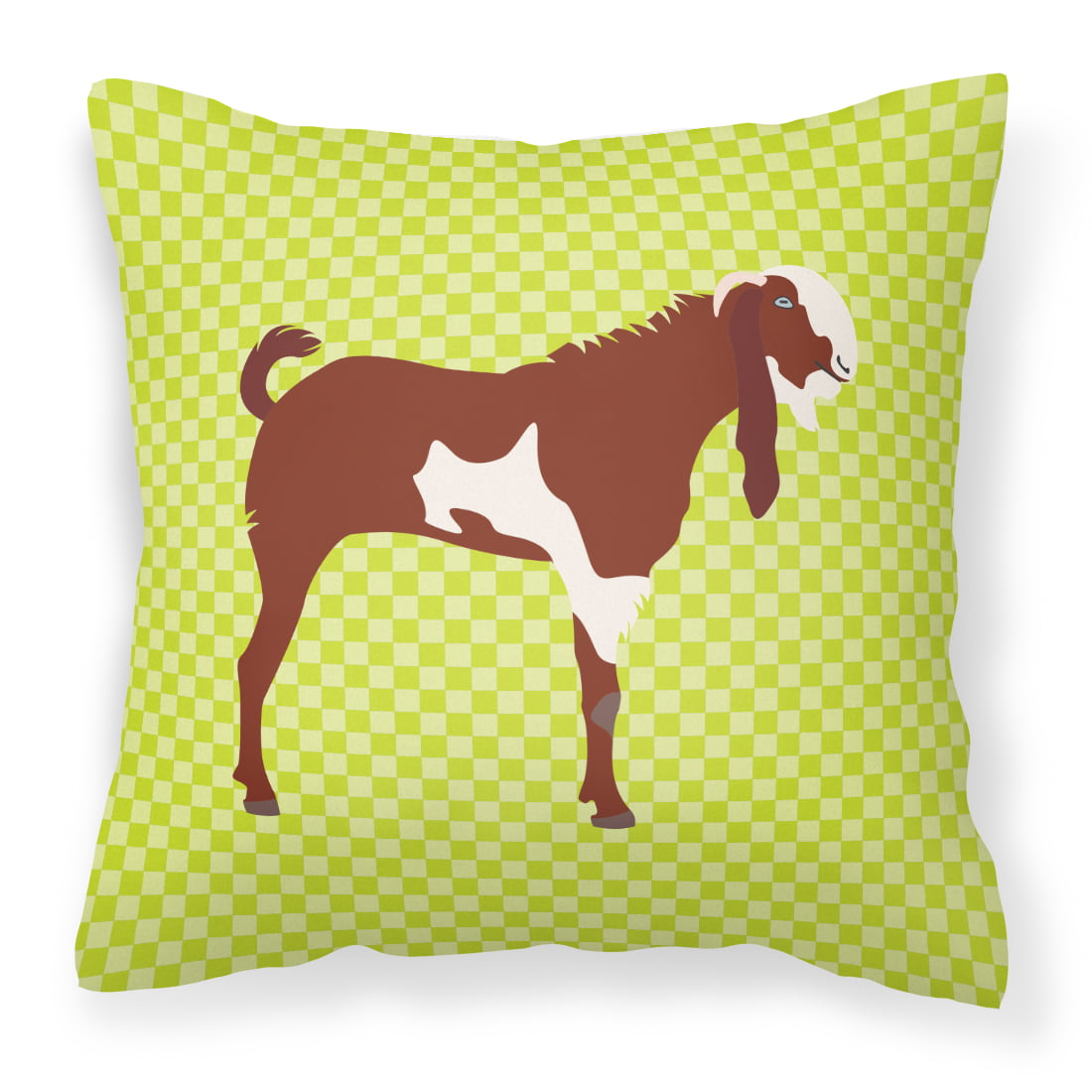 Jamnapari Goat Green Fabric Decorative Pillow - 14 x 14 in.