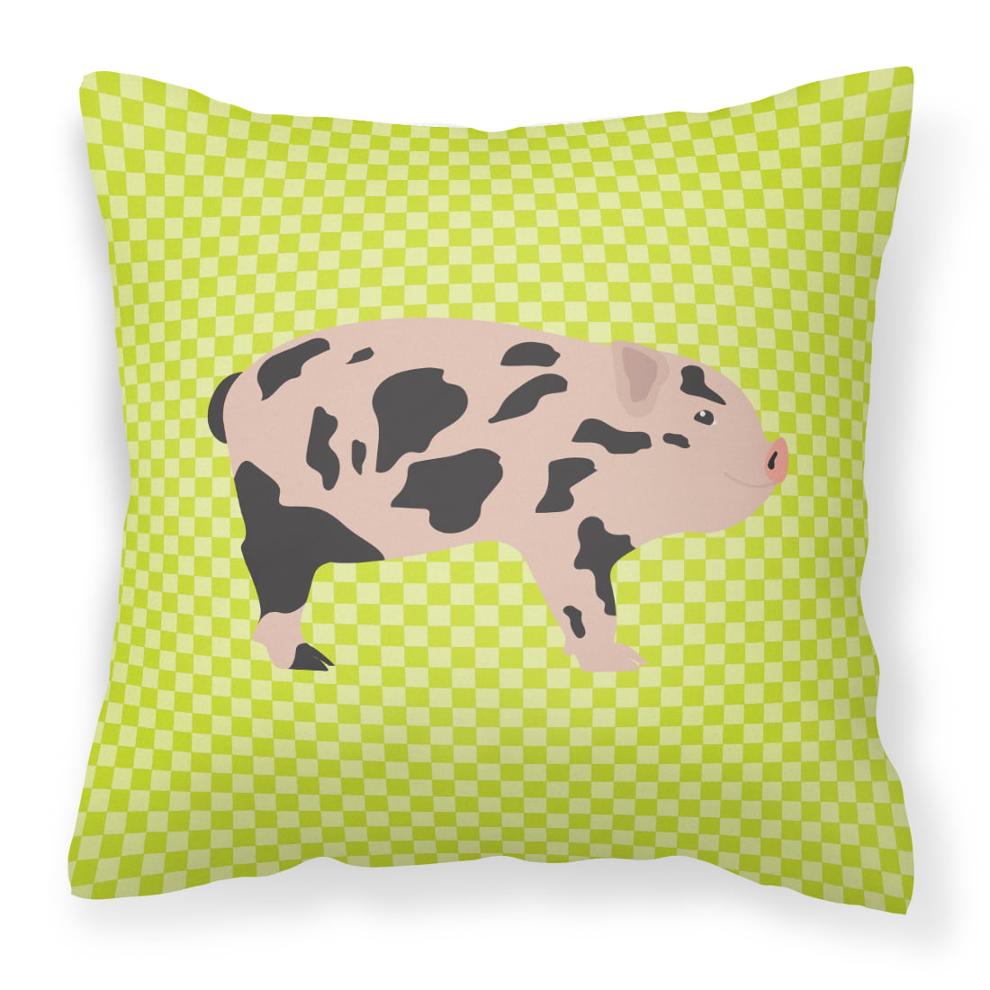 Mini Miniature Pig Green Fabric Decorative Pillow - 14 x 14 in.