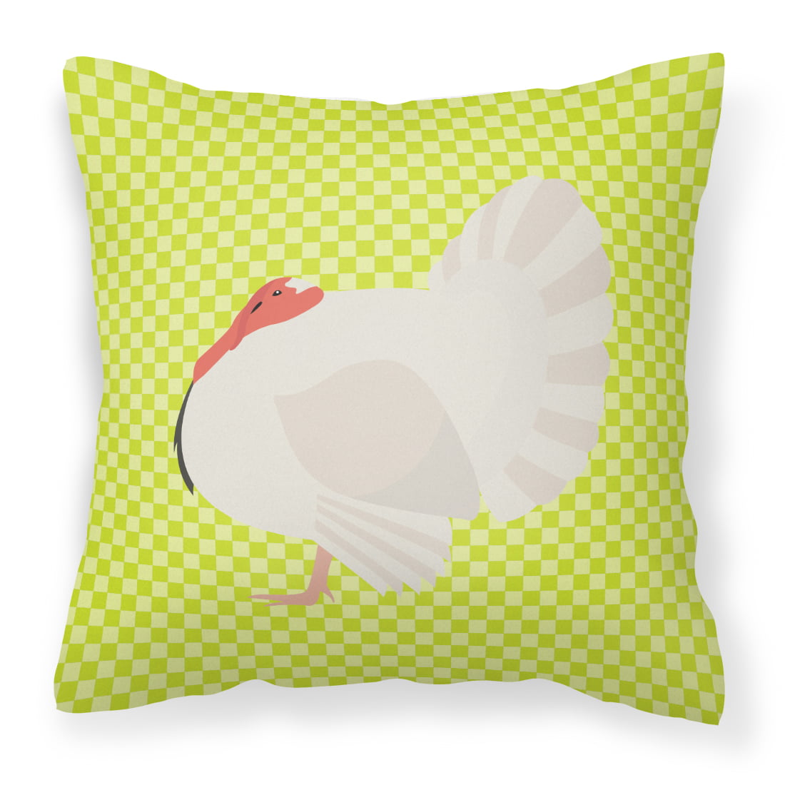 White Holland Turkey Green Fabric Decorative Pillow - 14 x 14 in.