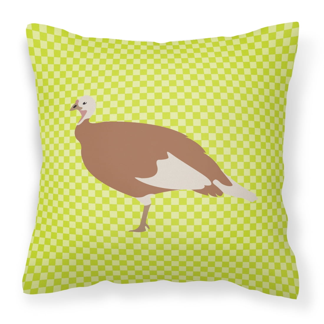 Jersey Buff Turkey Hen Green Fabric Decorative Pillow - 14 x 14 in.