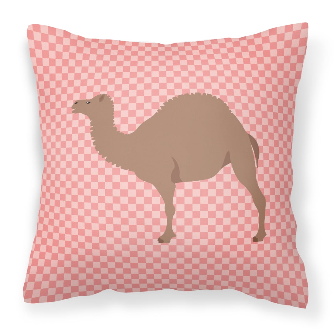 F1 Hybrid Camel Pink Check Fabric Decorative Pillow - 14 x 14 in.