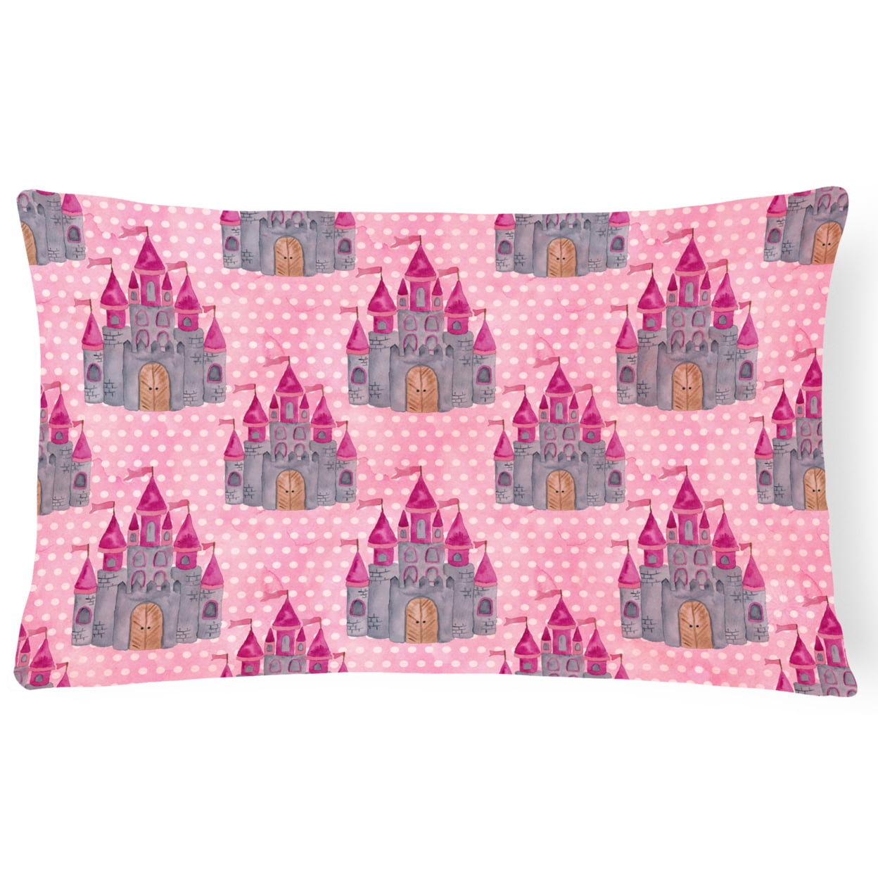 Watercolor Princess Castle Canvas Fabric Decorative Pillow - 12 x 16 in.