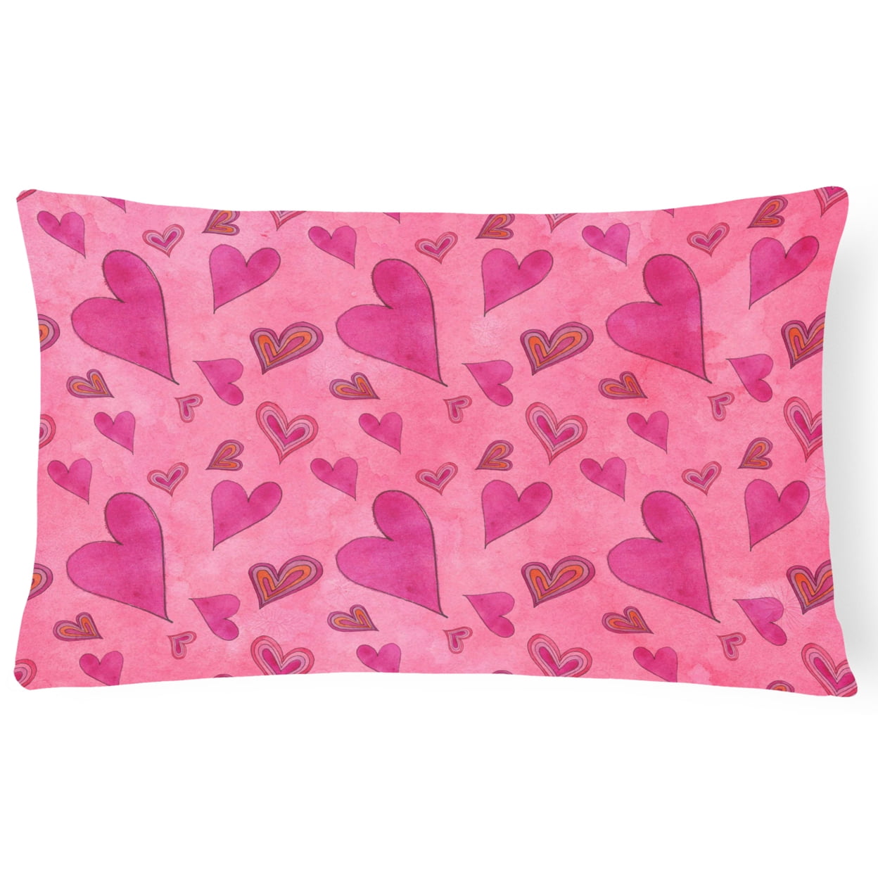 Watercolor Love & Hearts Canvas Fabric Decorative Pillow 12 x 16 in.