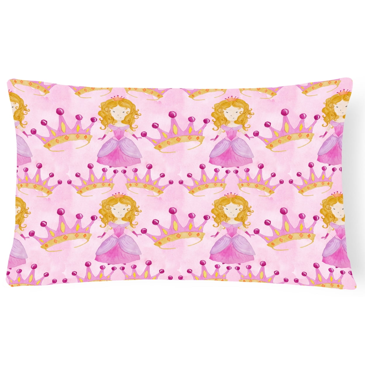Watercolor Princess & Crown Canvas Fabric Decorative Pillow, 12 x 16 in.