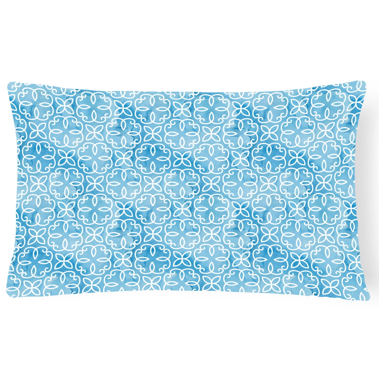 Watercolor Geometric Circle on Blue Canvas Fabric Decorative Pillow - Blue - 12 x 16 in.