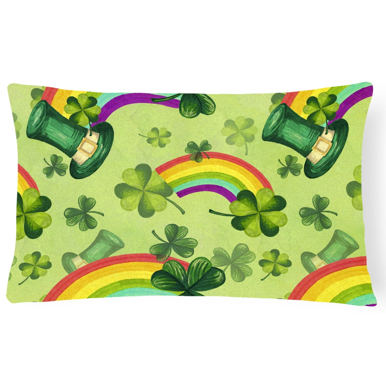 Watercolor St Patricks Day Lucky Leprechan Canvas Fabric Decorative Pillow