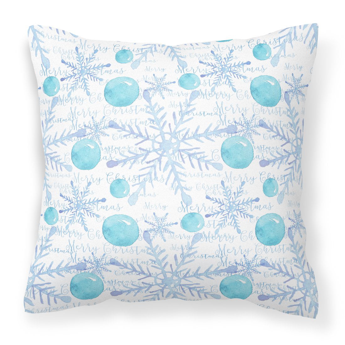 Winter Snowflakes on White Fabric Decorative Pillow - 14 x 14 in.