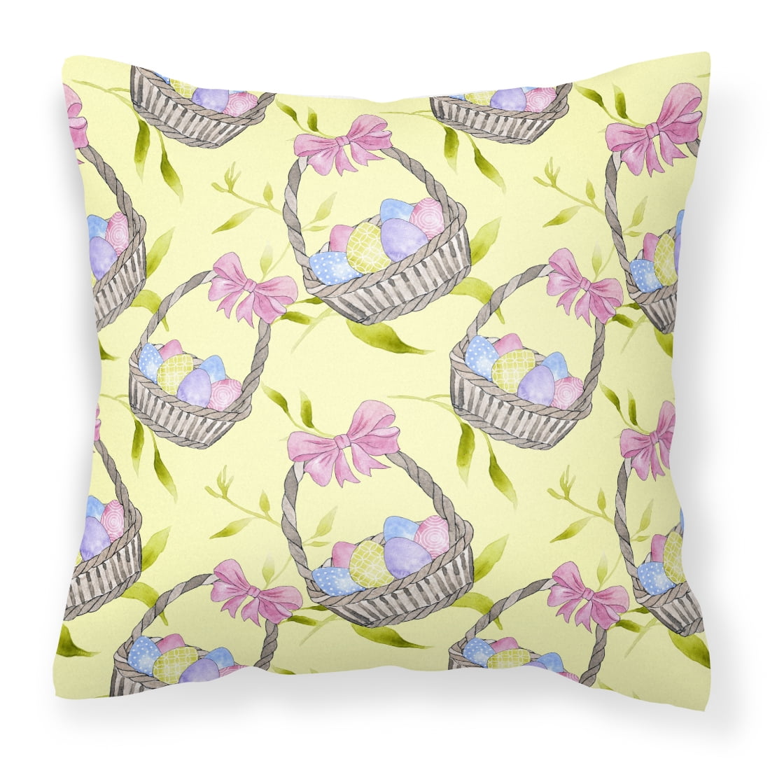 Easter Basket & Eggs Fabric Decorative Pillow - 14 x 14 in.