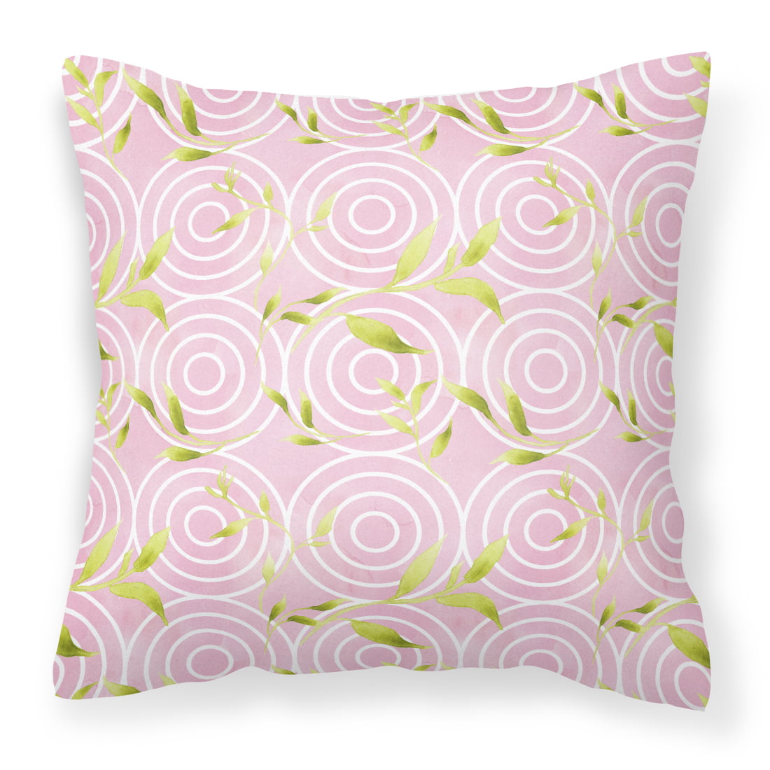 Gemoetric Circles on Pink Watercolor Fabric Decorative Pillow - 14 x 14 in.