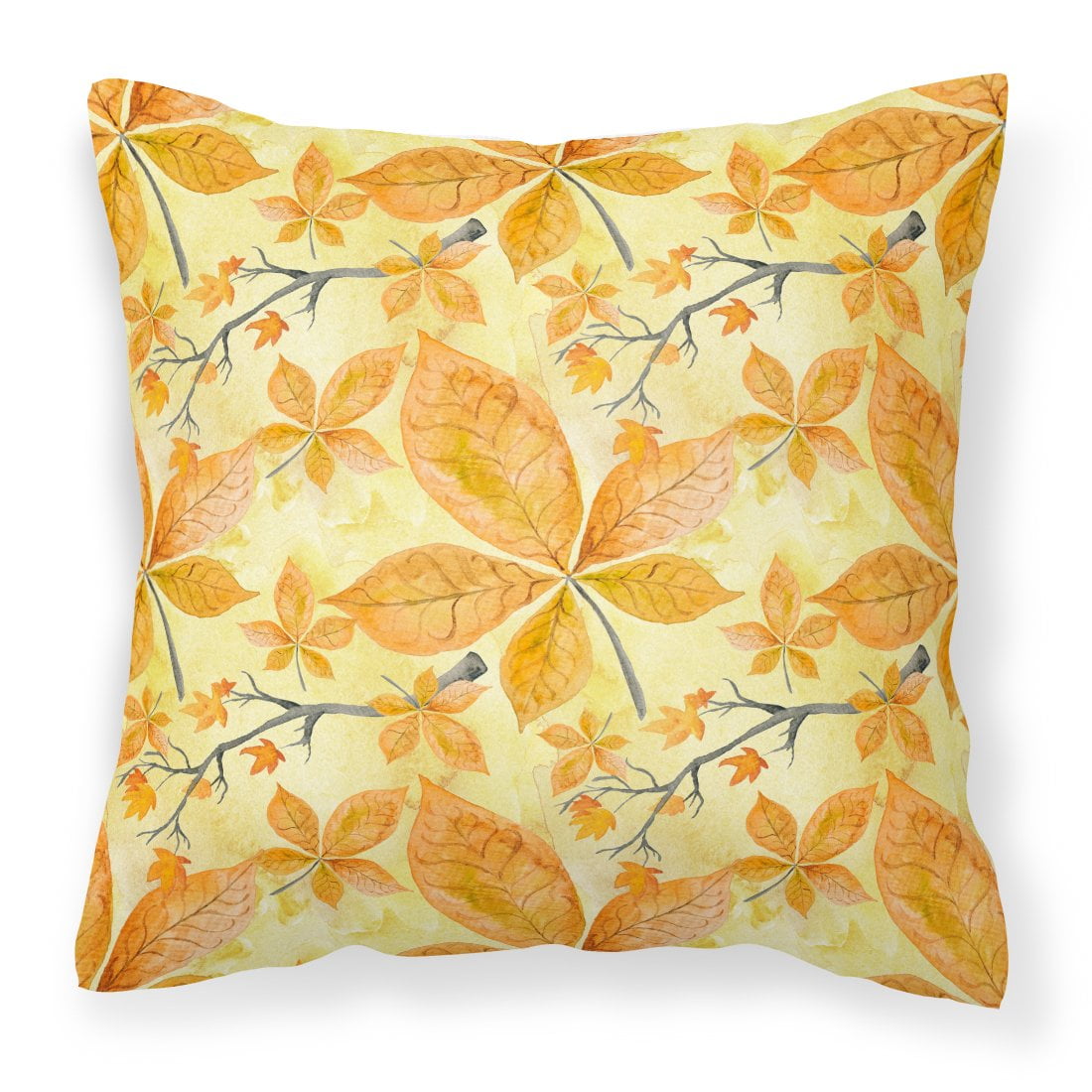Fall Leaves & Branches Fabric Decorative Pillow - 14 x 14 in.