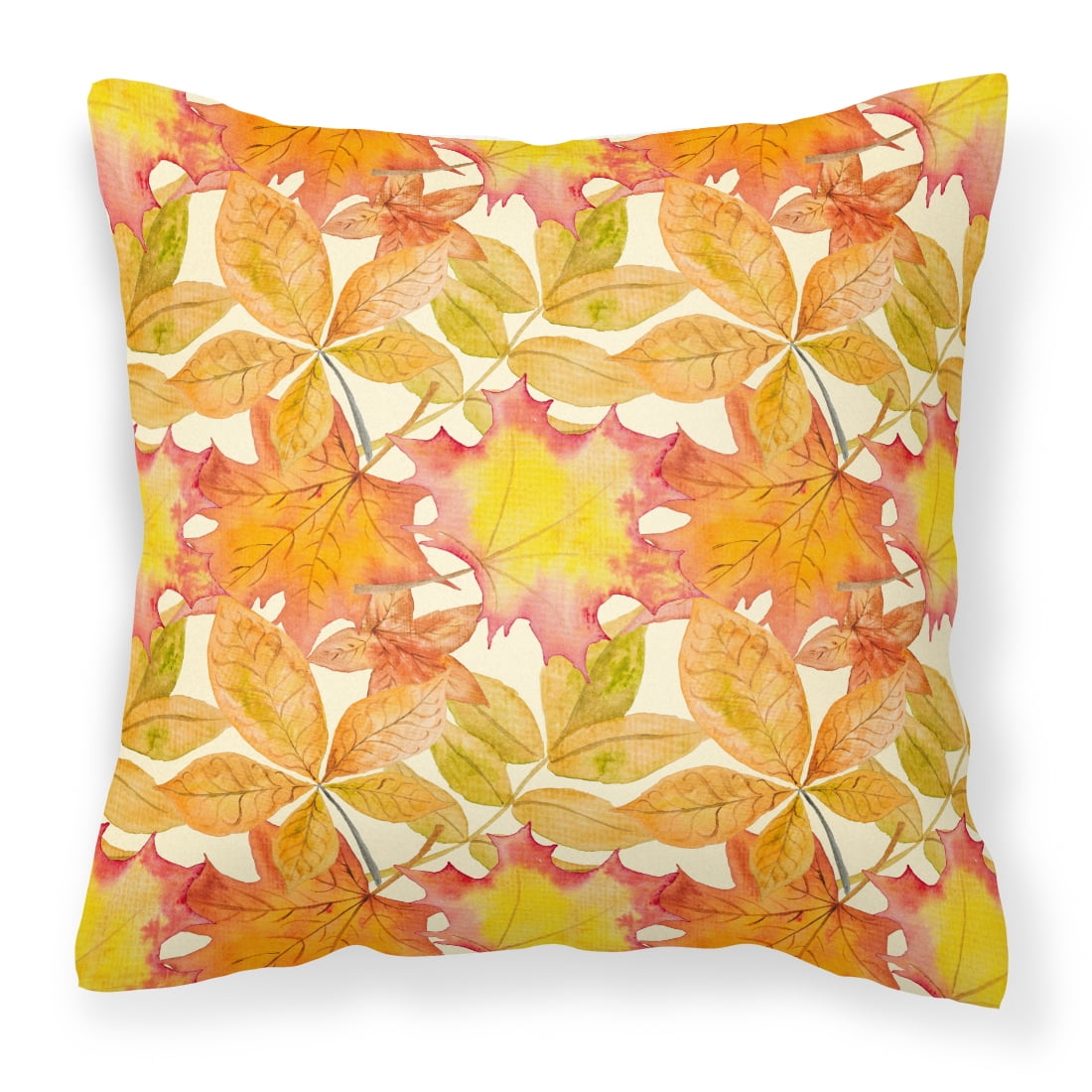 Fall Leaves Watercolor Fabric Decorative Pillow, 14 x 14 in.