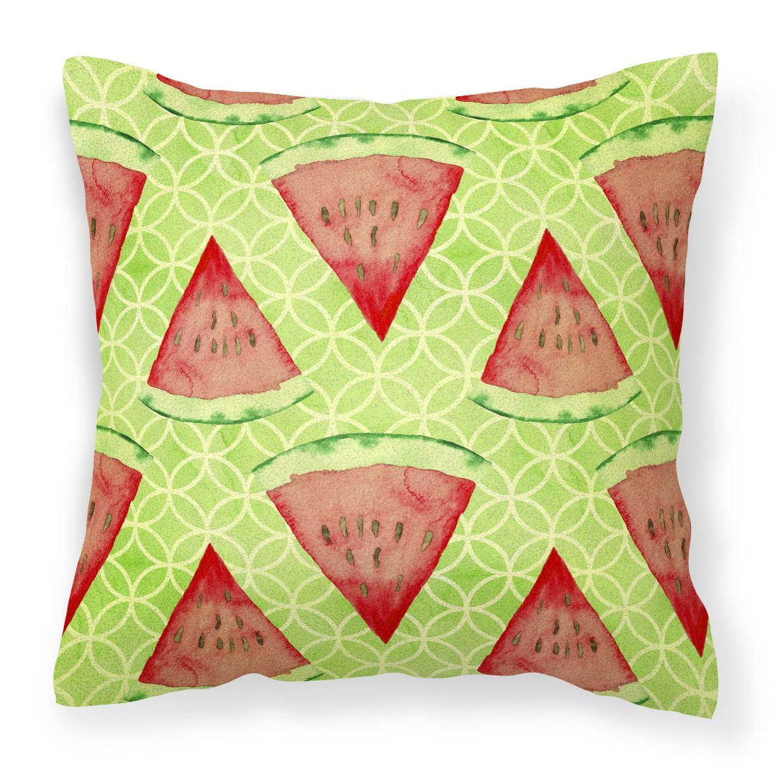 Watercolor Watermelon Fabric Decorative Pillow 14 x 14 in.