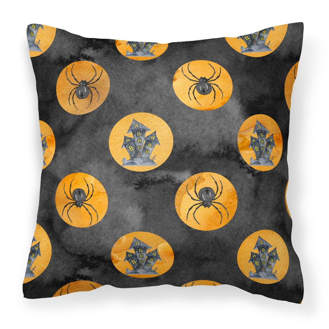 Watecolor Halloween Circles Fabric Decorative Pillow - 14 x 14 in.