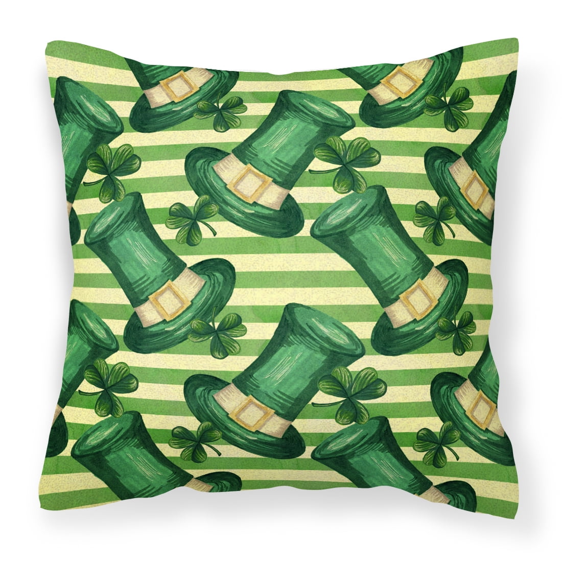 Watercolor St Patricks Day Leprechan Hat Fabric Decorative Pillow - 14 x 14 in.