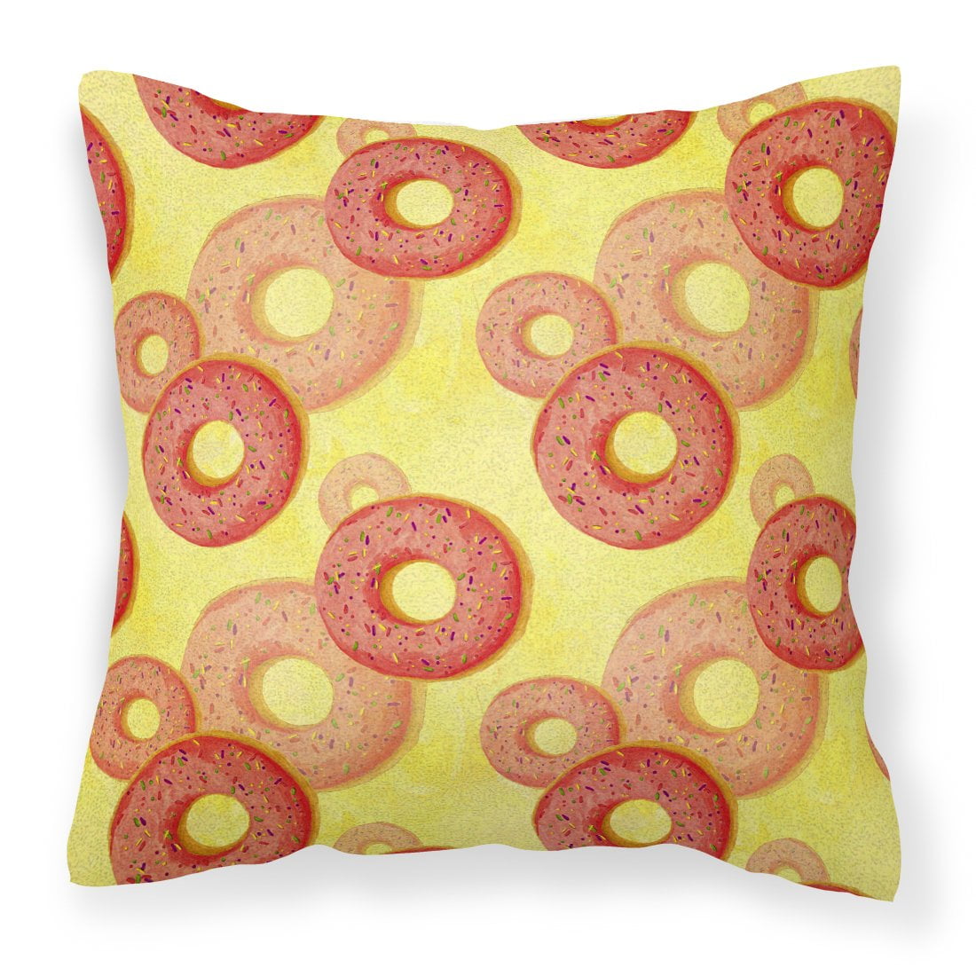 Watercolor Just Donuts Fabric Decorative Pillow - 14 x 14 in.