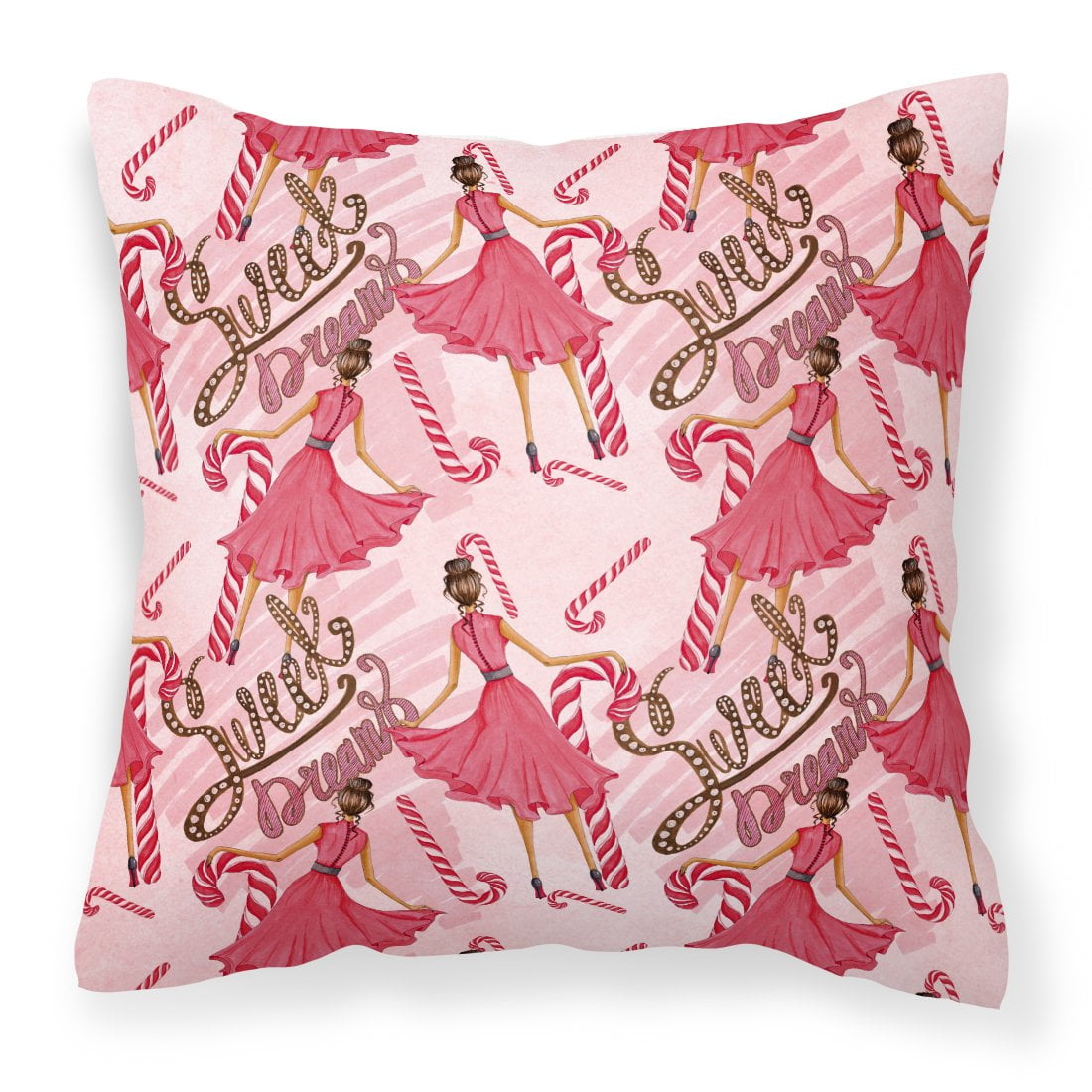 Watercolor Sweets Galore Fabric Decorative Pillow - 14 x 14 in.