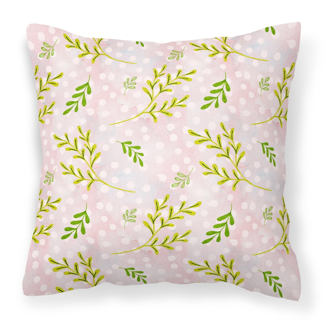 Watercolor Leaves Pink Fabric Decorative Pillow - 18 x 18 in.