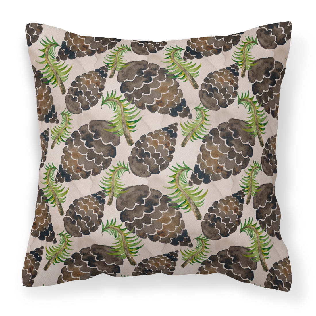 Picture of Carolines Treasures BB7489PW1818 Watercolor Pine Cones Fabric Decorative Pillow, 18 x 18 in.