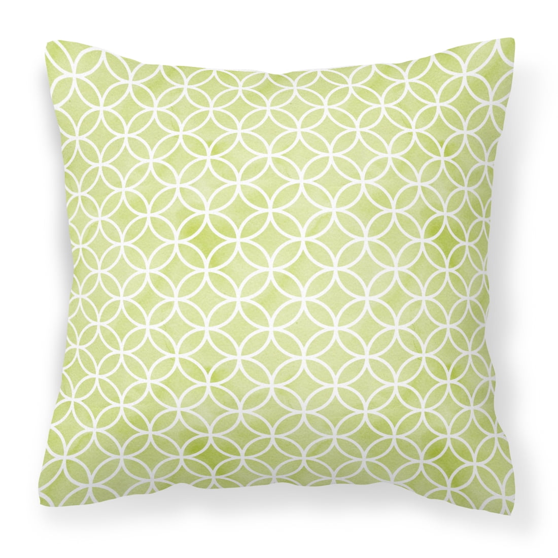 Gemoetric Circles on Green Watercolor Fabric Decorative Pillow - 18 x 18 in.