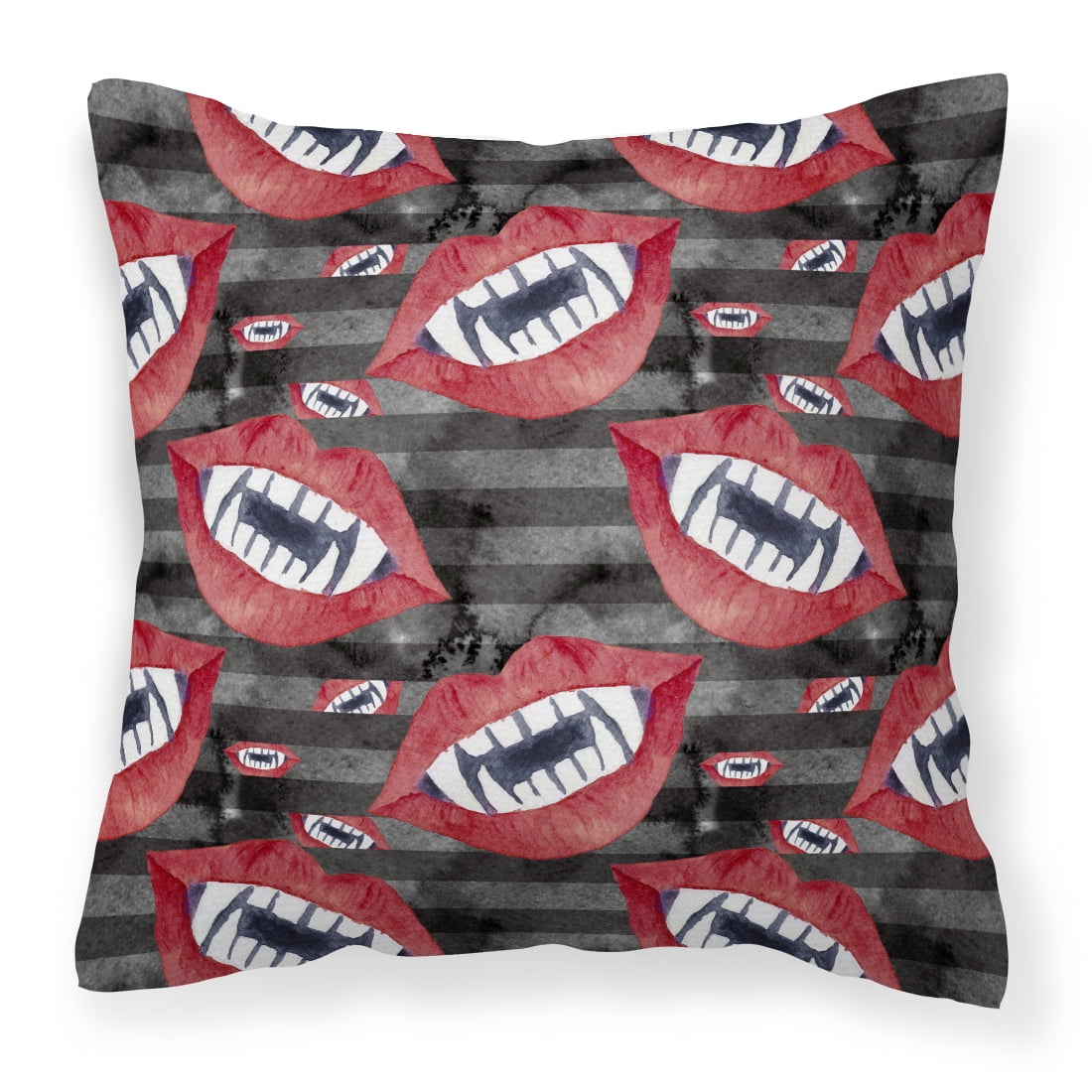 Watecolor Halloween Vampire Teeth Fabric Decorative Pillow - 18 x 18 in.